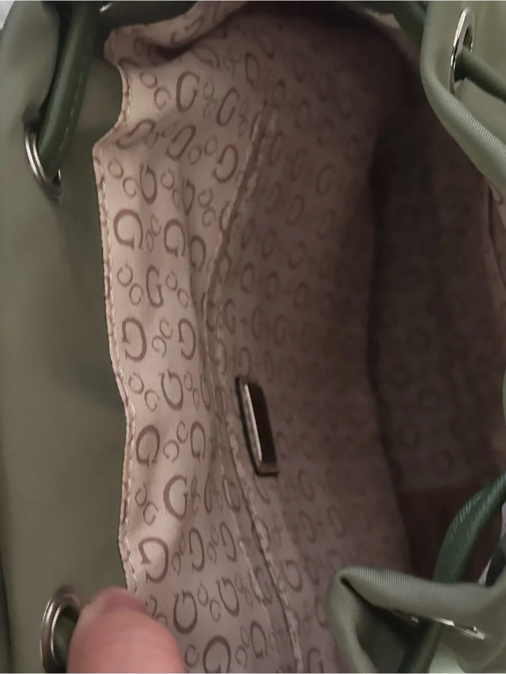 GUESS Olive Green Drawstring Backpack